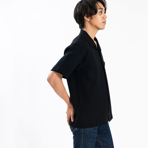 【日本製】 ワッフルシャツ 半袖 メンズ 羽織 大きいサイズ オープンカラー ホワイト(SHKB25-088-wh)